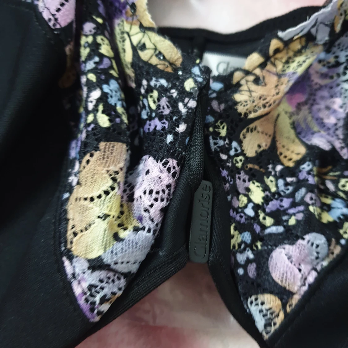Svart blommig bh från Glamorise - 1