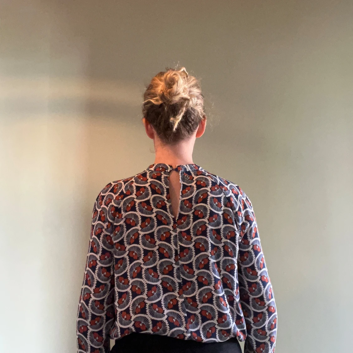 Mönstrad långärmad blus Stockh lm  - 1