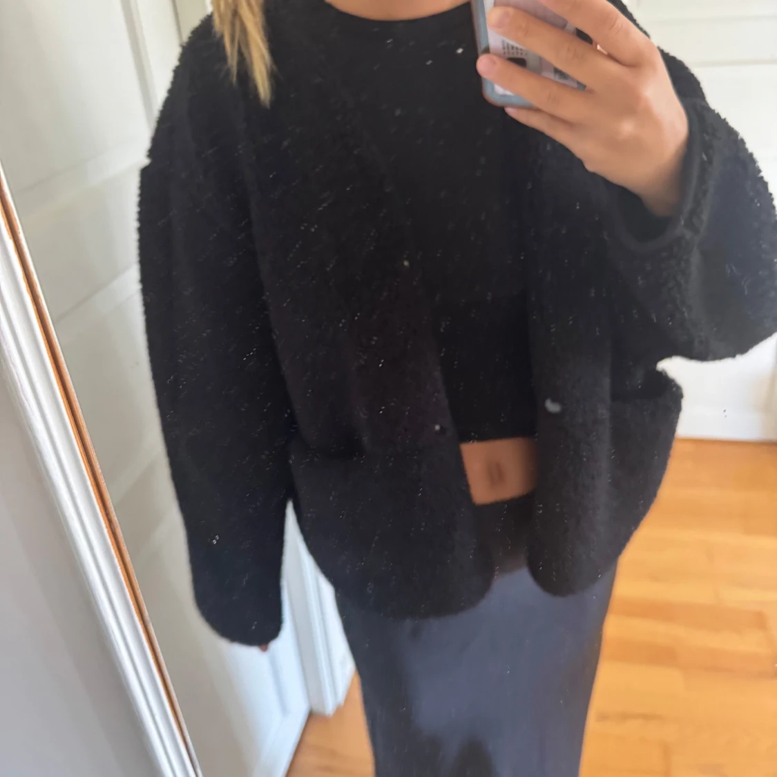 Svart oversized teddyjacka - 1