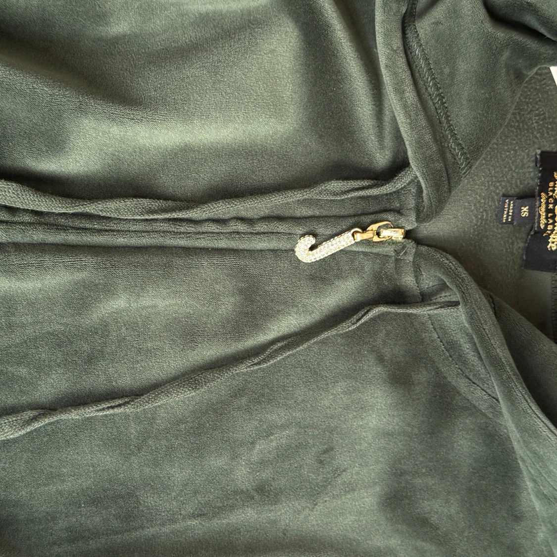 Mörkgrön velour hoodie Juicy Couture XS - 3