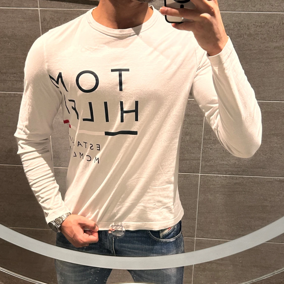 Vit långärmad tröja från Tommy Hilfiger