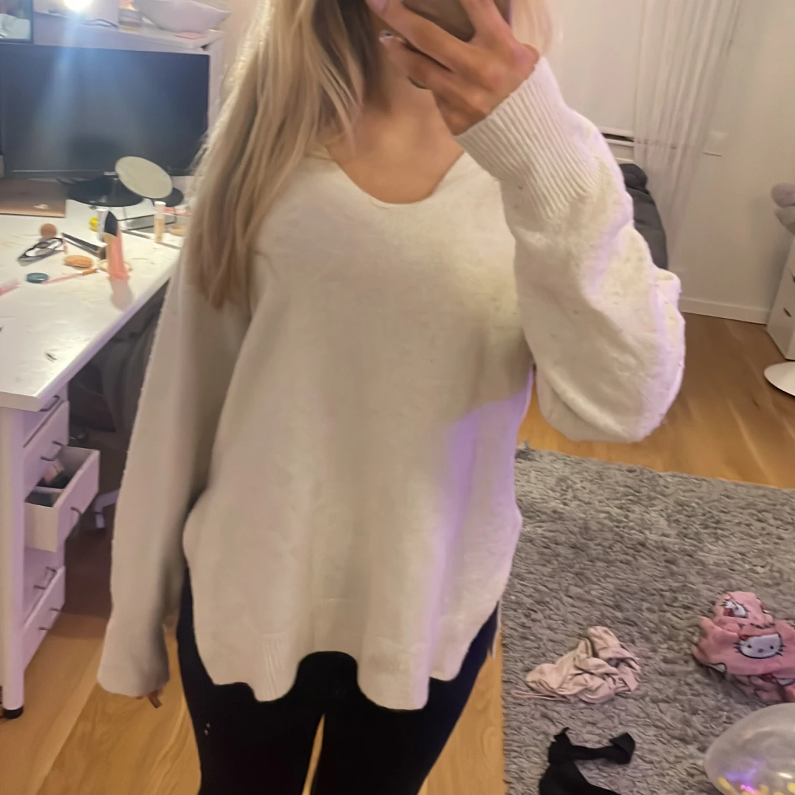 Vit stickad tröja från H&M