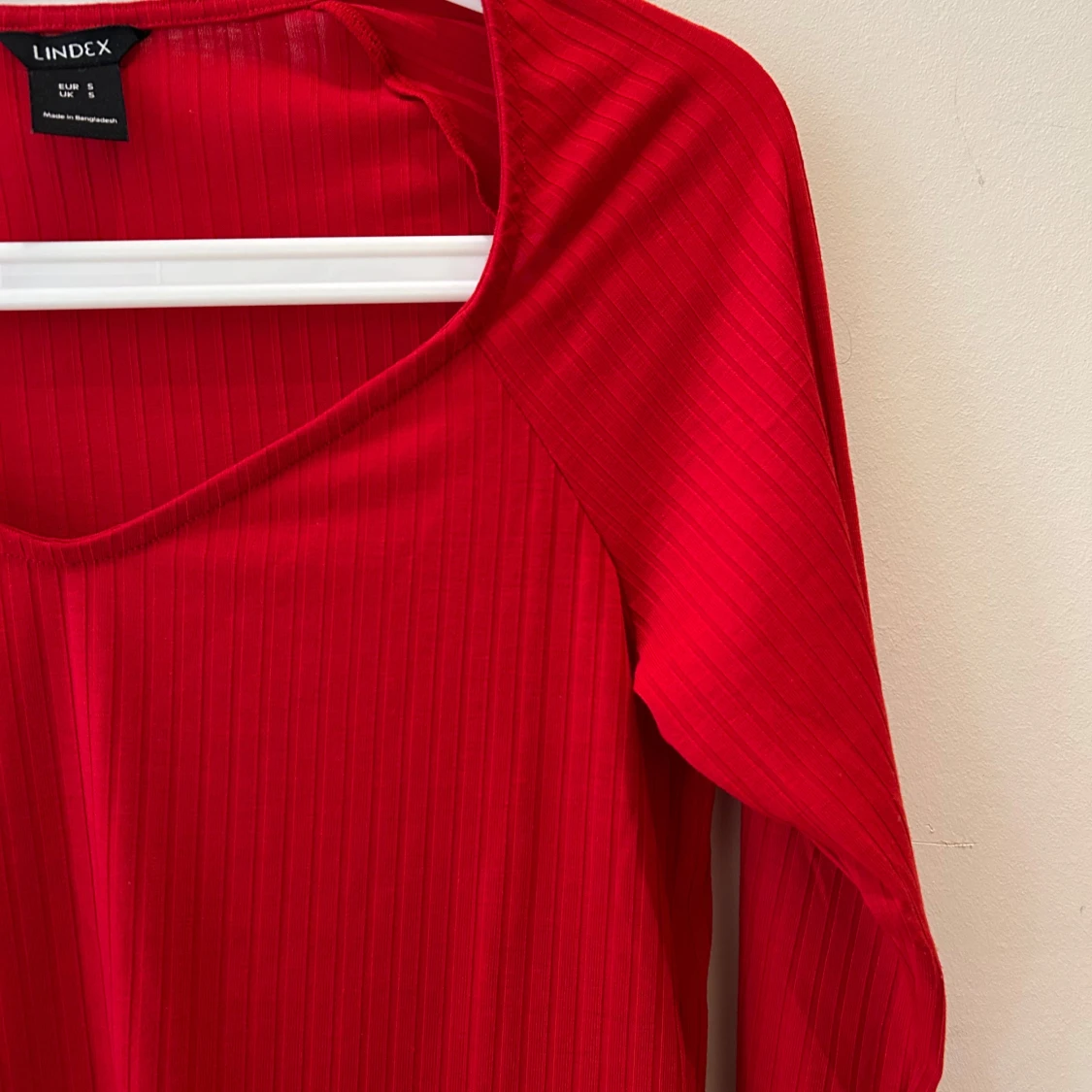  Ny Röd ribbad långärmad topp Lindex - 2