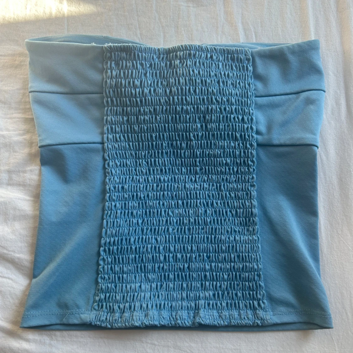 Ljusblå bandeau tubtopp med rosett - 1