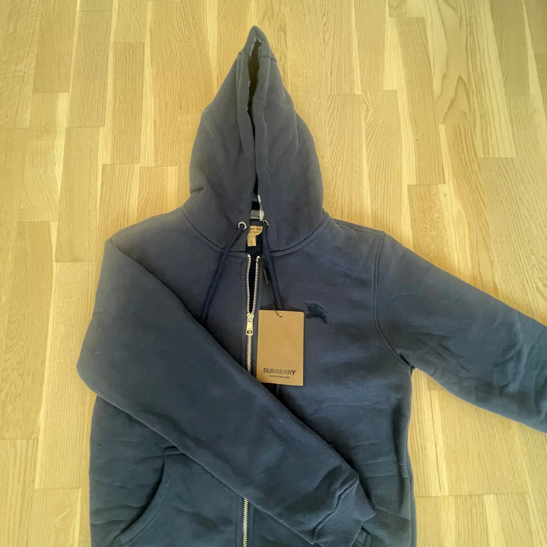 Burberry blå zip hoodie
