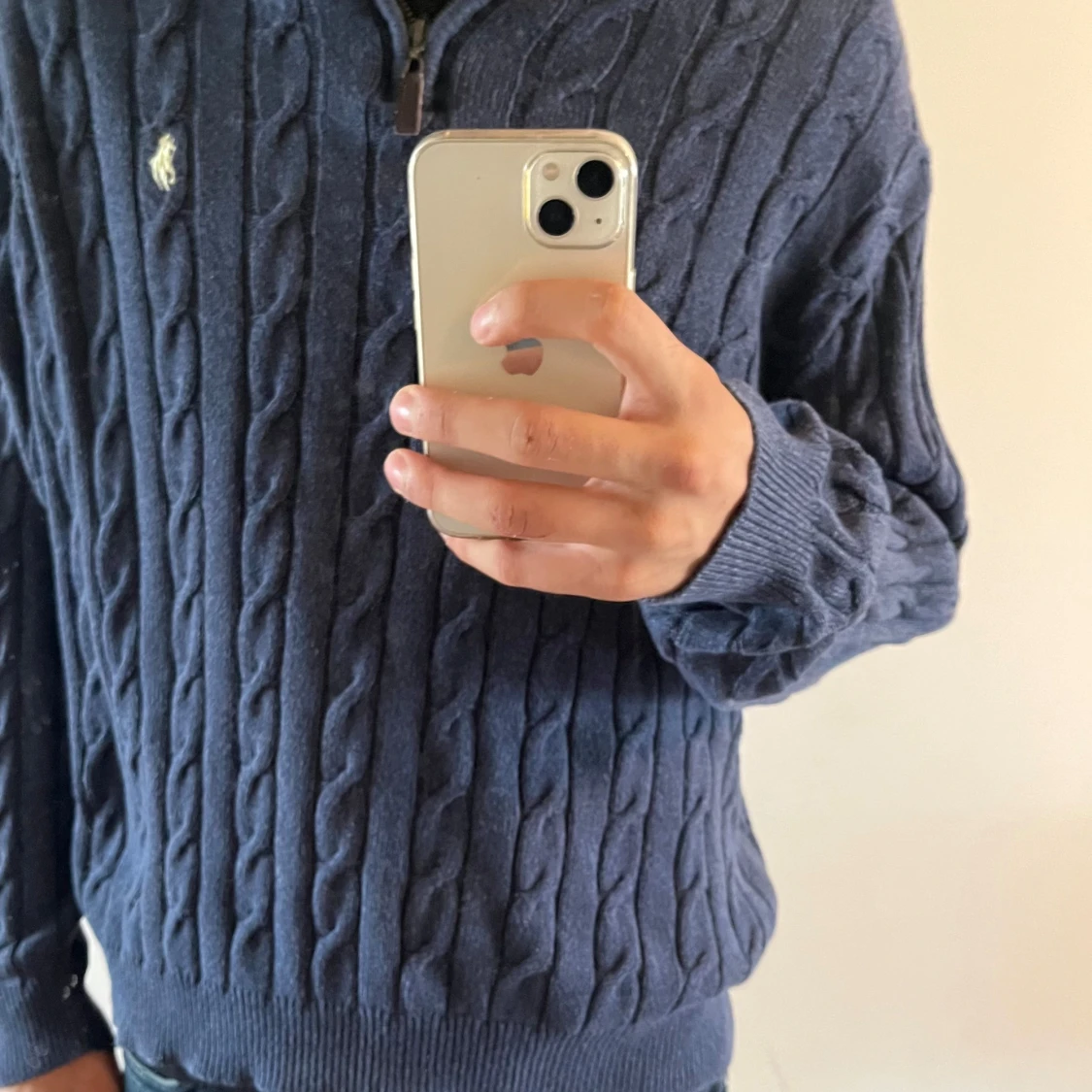 Blå kabelstickad tröja från Polo Ralph Lauren - 1