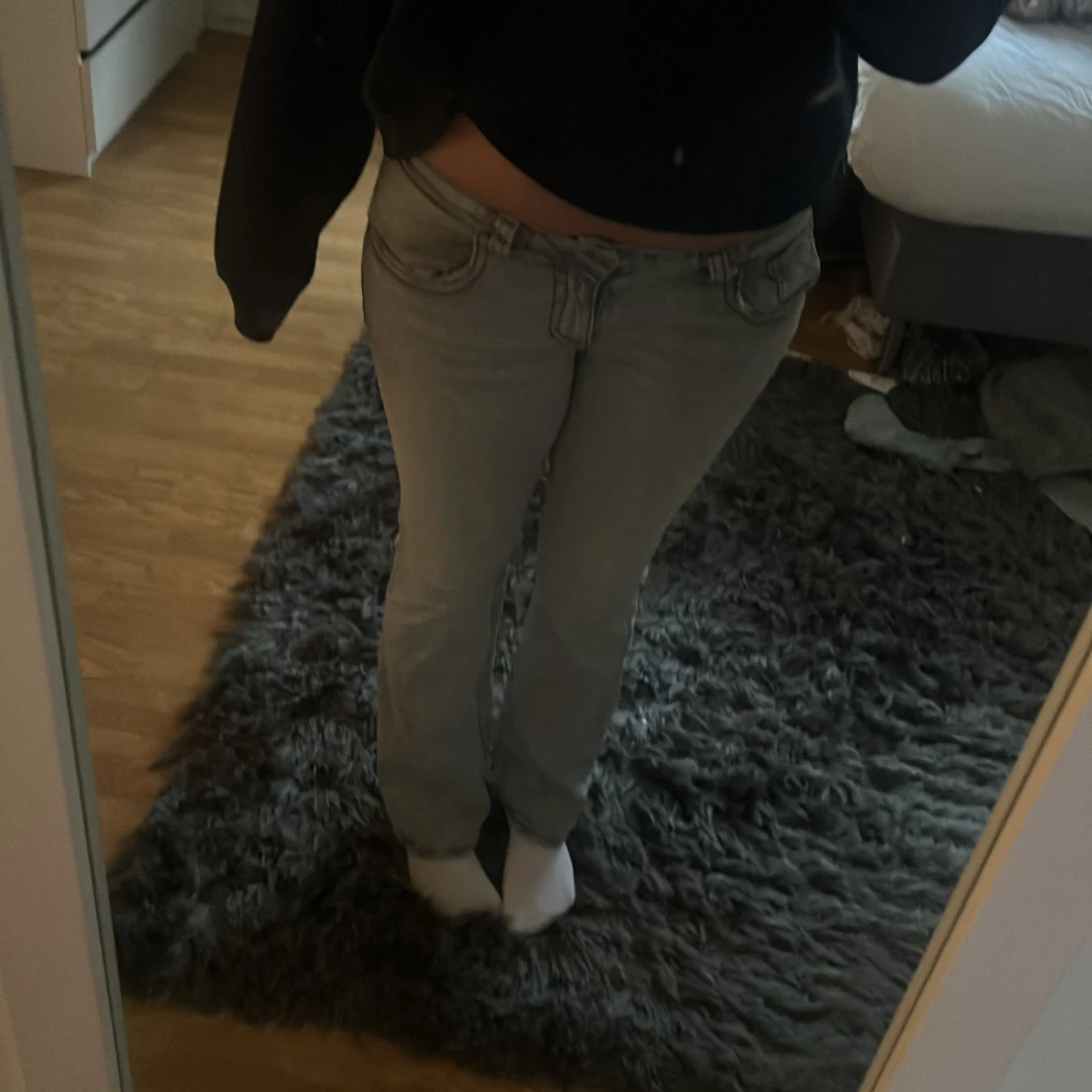 Ljusgrå bootcut jeans - 2