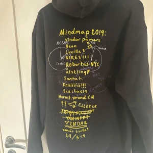 Svart hoodie med tryck - Säljer en svart hoodie som är en hov1 hoodie. Den är lite i sönder vid armen 