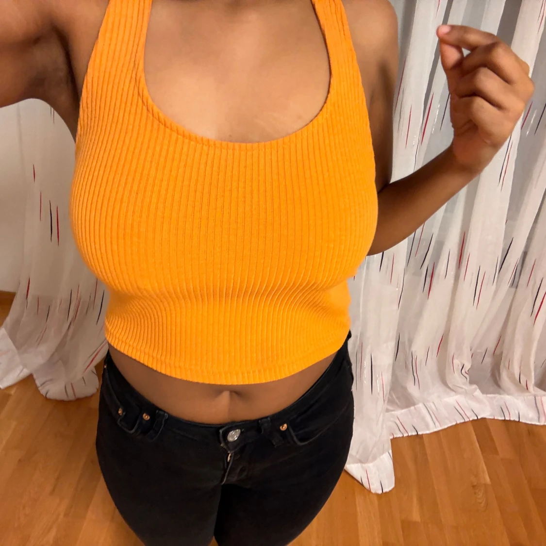 Orange ribbad linnetopp - 1