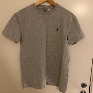 Grå t-shirt från Polo Ralph Lauren - Klassisk grå t-shirt från Polo Ralph Lauren med rund hals och liten broderad logga i mörkblått på bröstet. T-shirten har normal passform och är tillverkad i mjuk bomull.