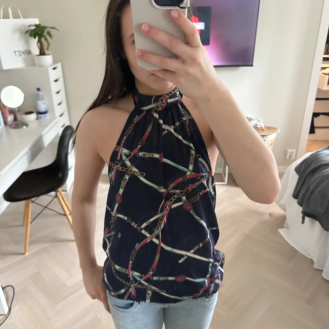 Mörkblå halterneck topp