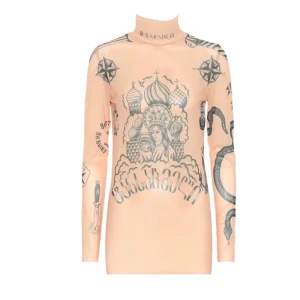 Vetements SS19 - Vetements Tattoo mesh long sleeve top. Sz M. Nypris 795€