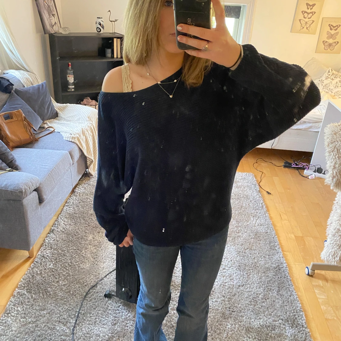 Mörkblå stickad tröja - 2