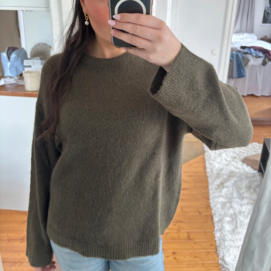 Grön stickad tröja - 1