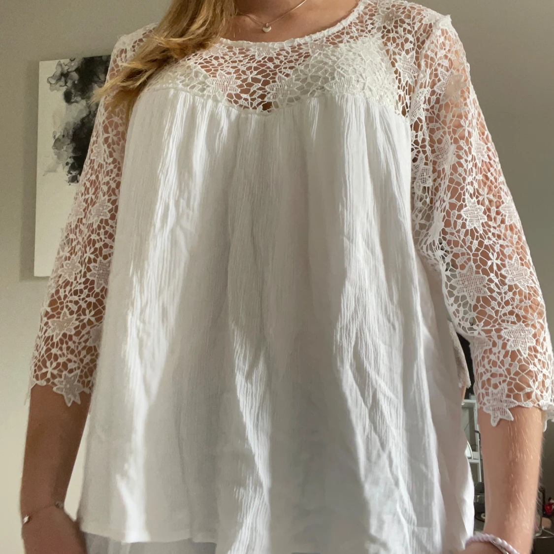 Vit topp med spets - 90