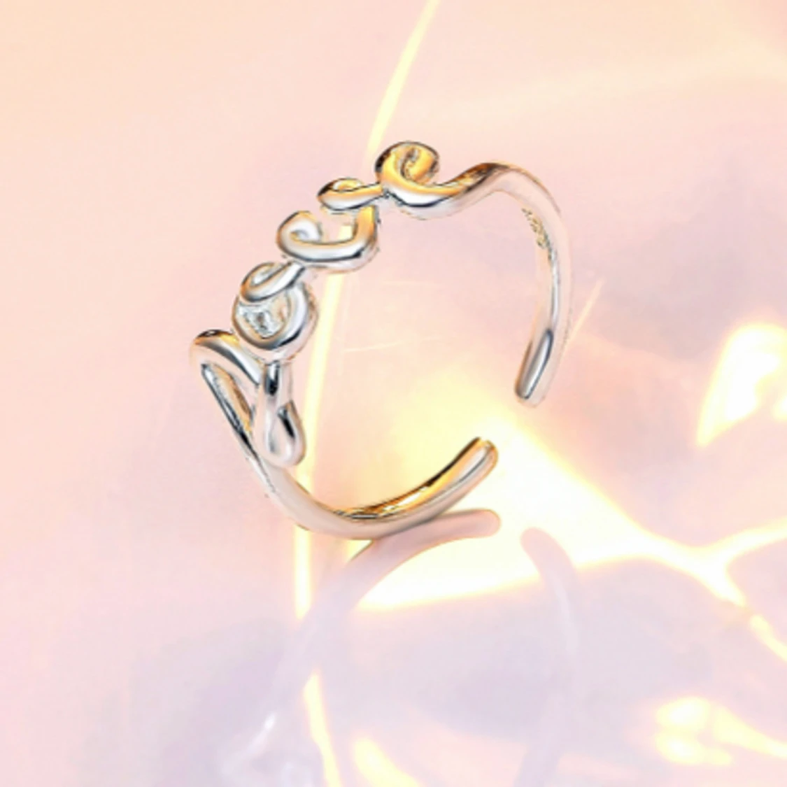 925 Silverpläterade LOVE Ring 