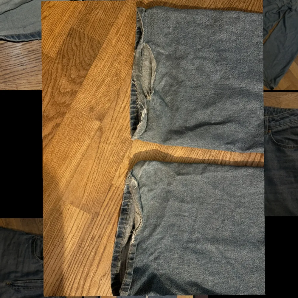 Baggy jeans från h&m, de är välanvända, defekterna finns i bilderna🫶 kontakta för mer information och bilder, säljer för jag tröttnat på jeansen och behöver pengar🤷‍♀️🤍  färgen kan skiljas lite från bilderna och irl🧍‍♀️👍. Jeans & Byxor.