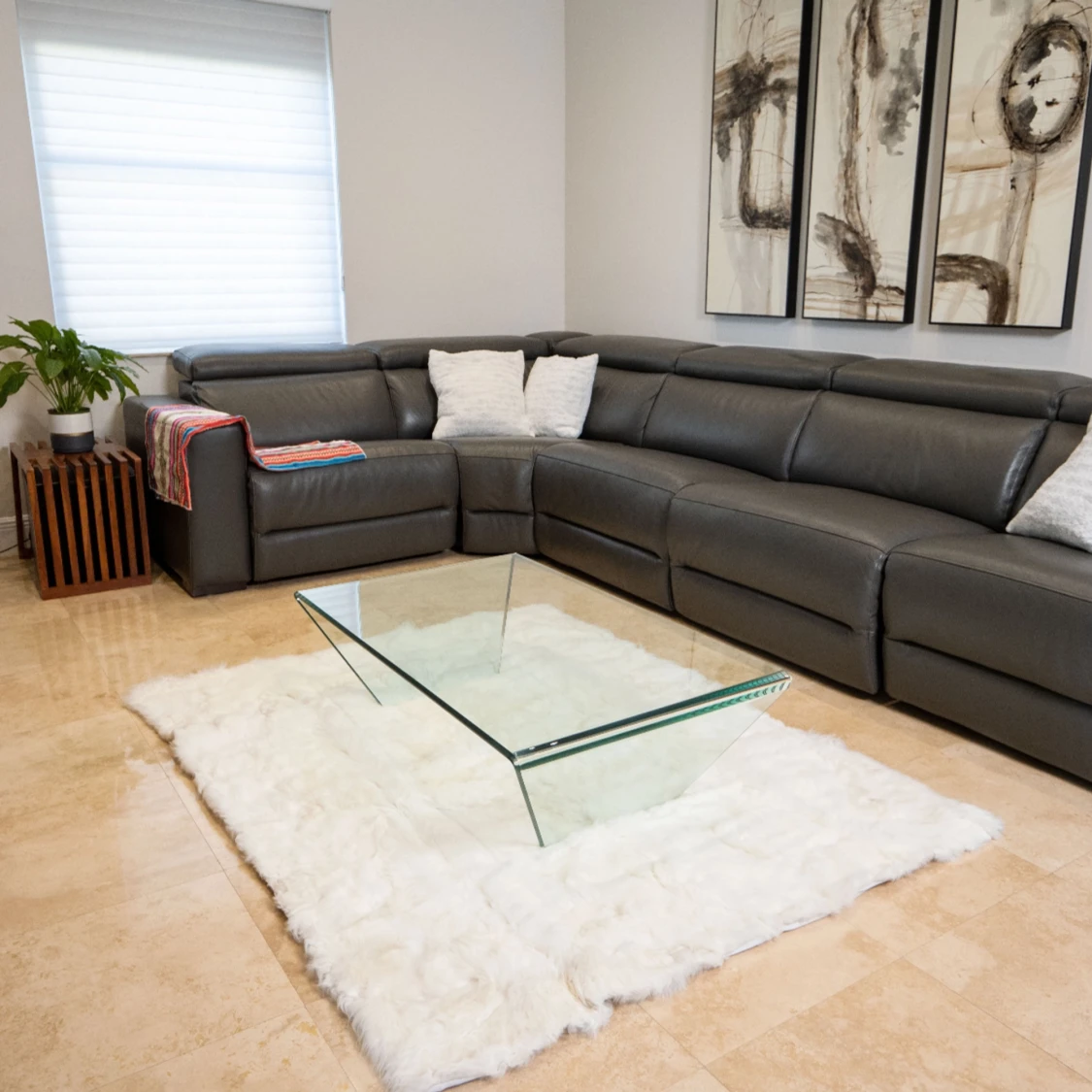 White baby alpaca blanket queen size  - 91