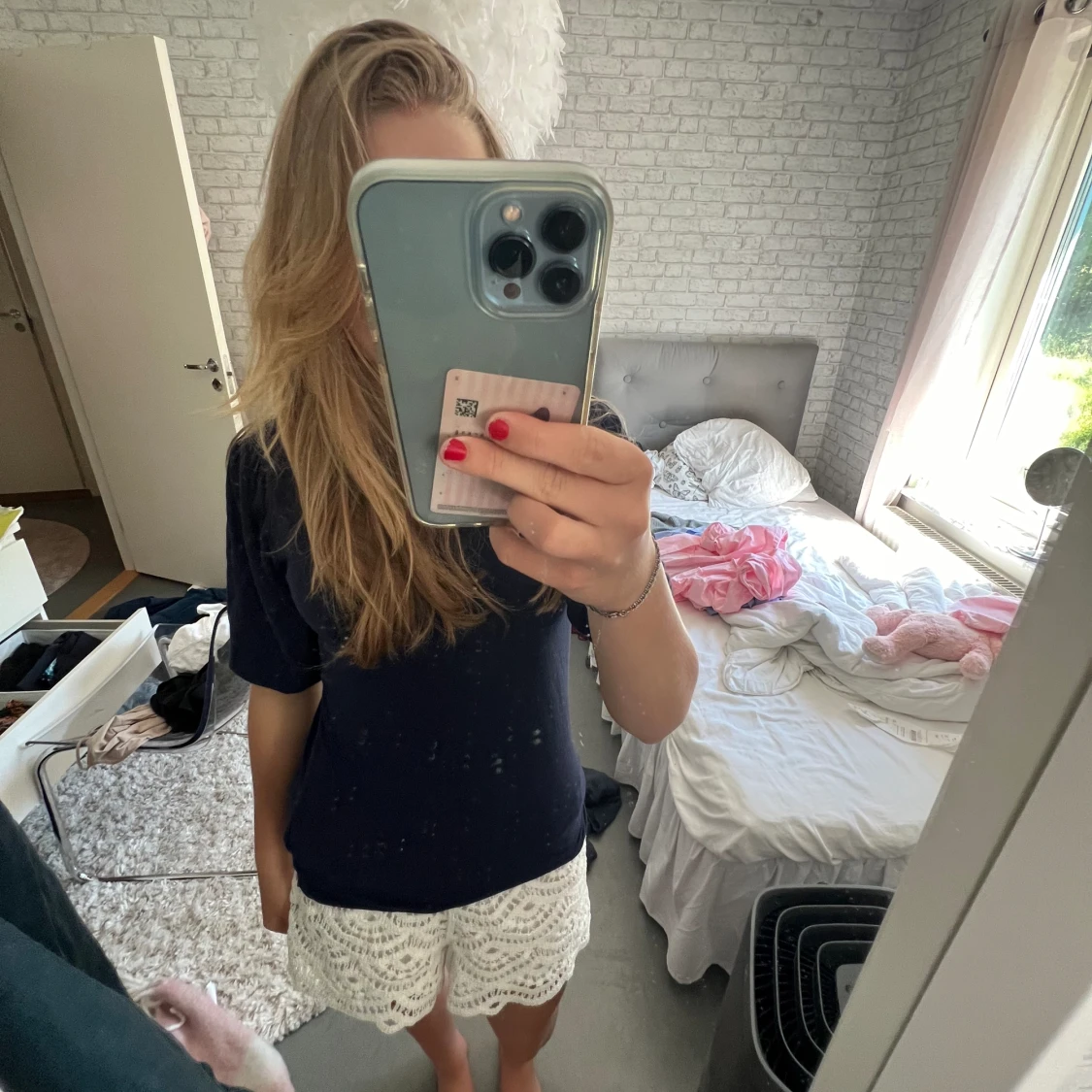 Jötte snygg blå t-shirt med puffärm