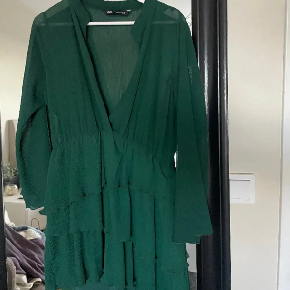 Säljer nu en grön zara klänning som är endast provad. Skriv gärna om ni är intresserade💕storlek L men passar även S. Bilderna är lånade. Klänningar.