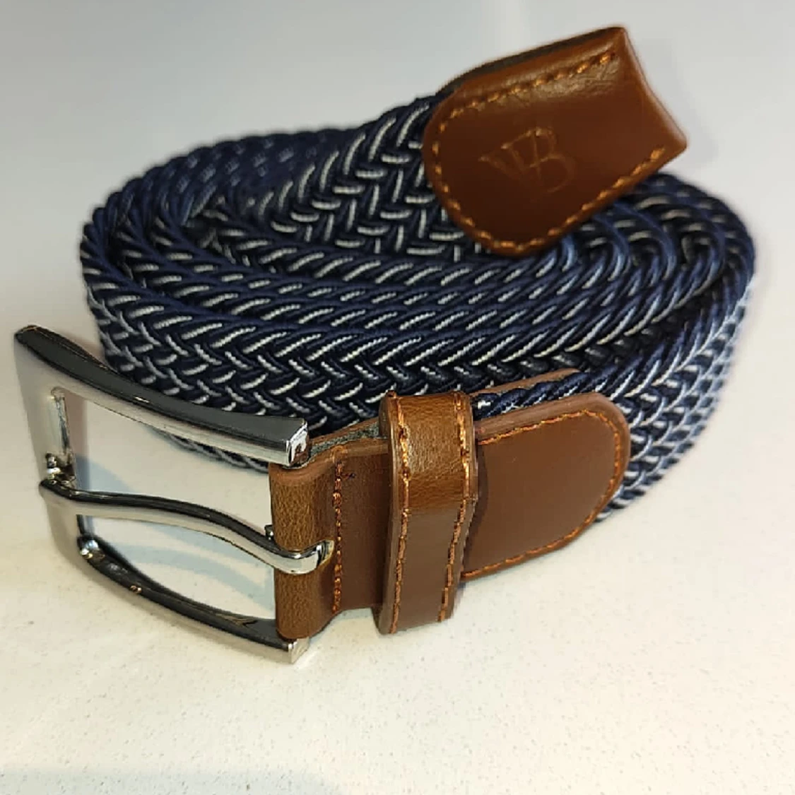 Flätat bälte marinblå