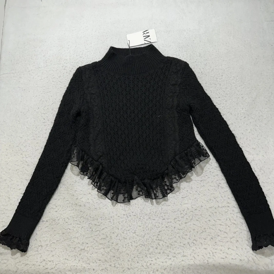 Zara svart stickad volangtröja  - 90