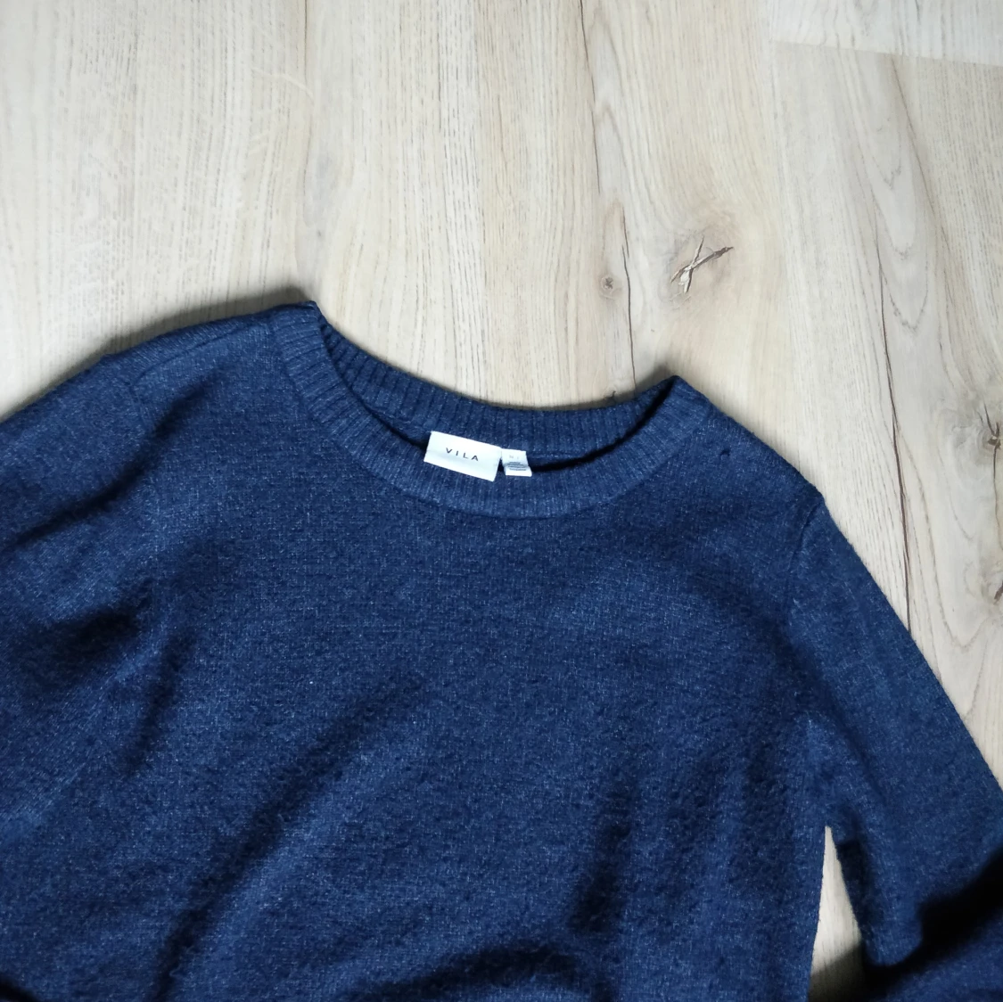 Blå stickad tröja - 90