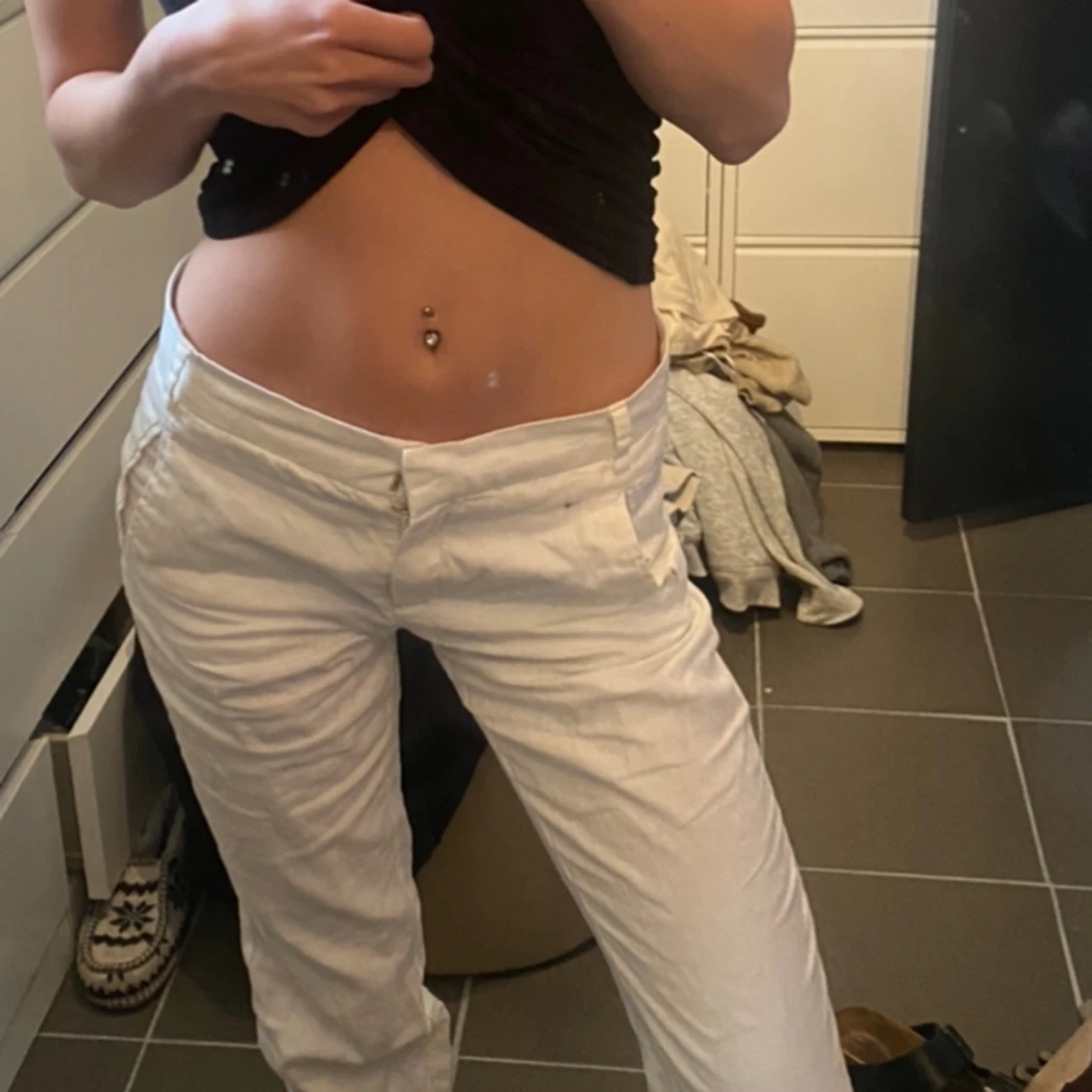 Lågmidjade linnebyxor  - 90