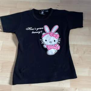 En Hello Kitty T-Shirt (magtröja) som är nästan helt oanvänd. Sitter lite för tajt på mig rekommenderar om man är xs. Skickar inga bilder på!!💓