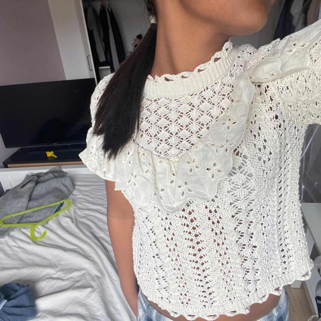 Spets tröja beige - 90