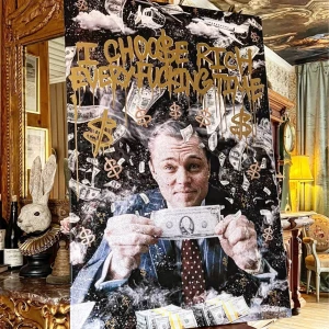Canvastavla  - Stor canvastavla på träram i storlek 120x80 cm. Ord pris : 6000kr   Wolf Of Wall Street Leonardo di Caprio motiv Levereras färdig att hängas upp på väggen.   Artist Proof Print tillverkad i mycket liten upplaga.  !Tavlan är alltså printad !  