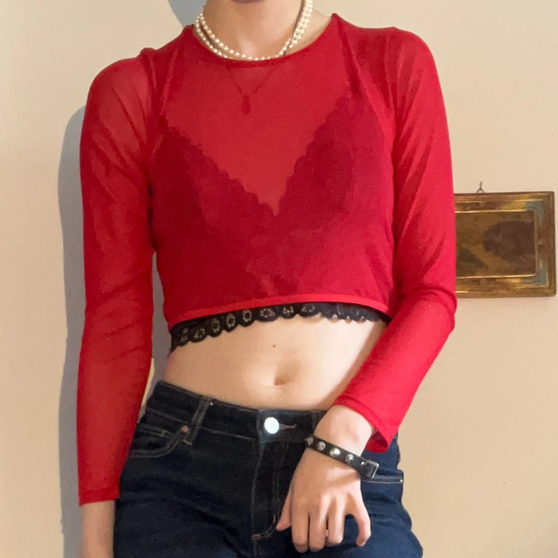röd mesh top