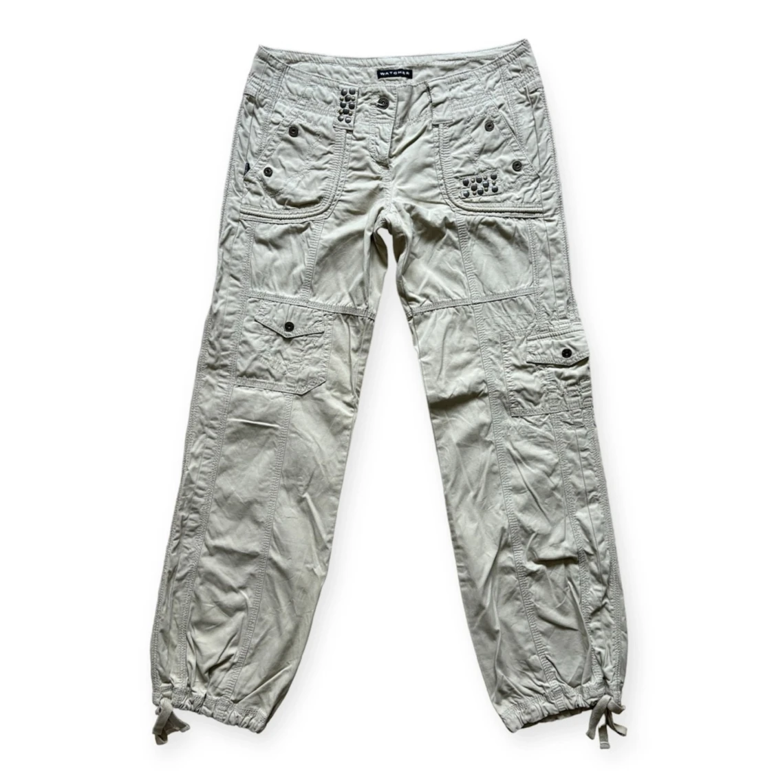 Vintage Watcher lågmidjade beige cargobyxor