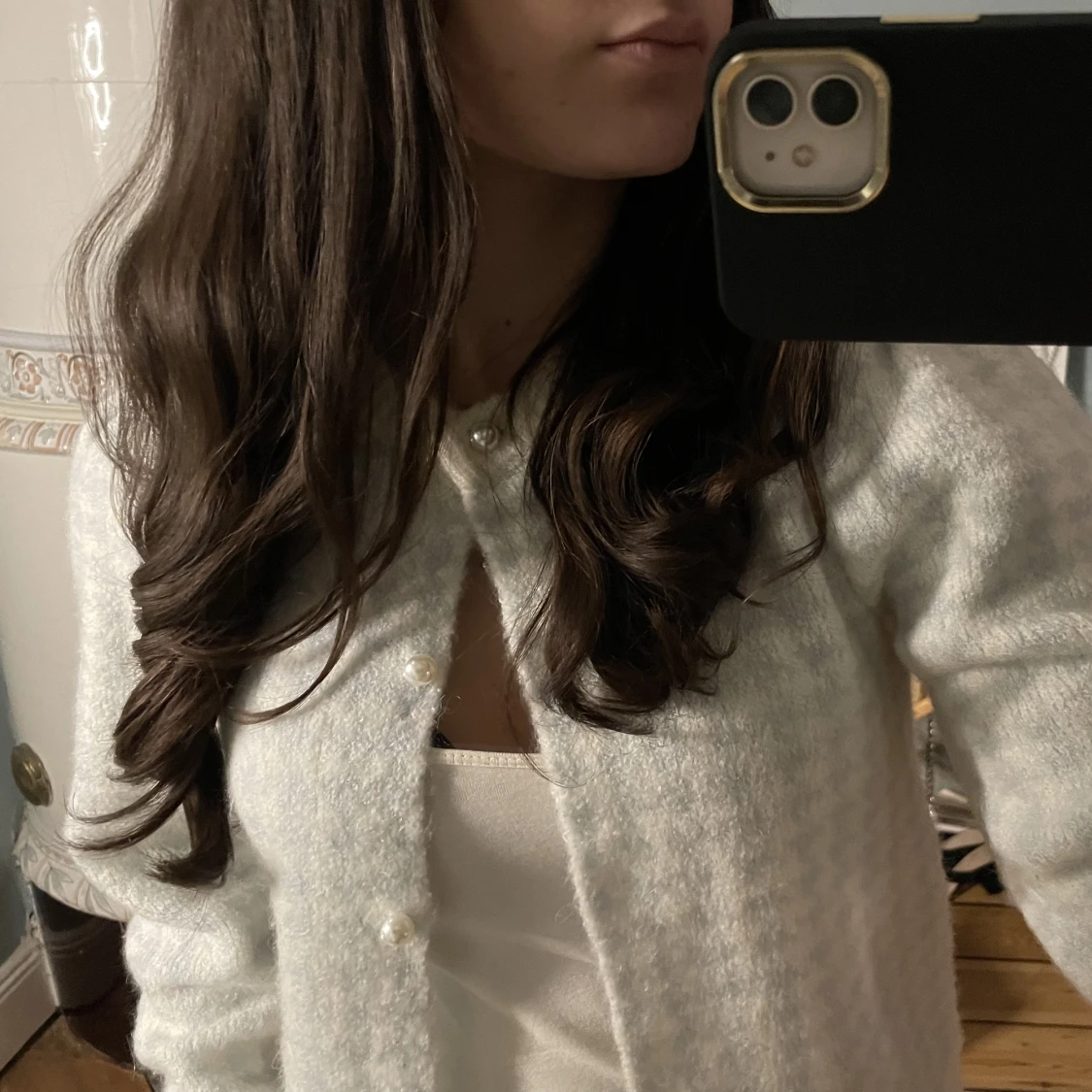 Vit kofta med mönster - 90