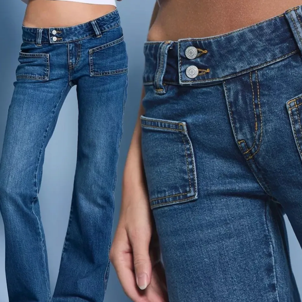 Säljer dessa fina jeans från lager 157. Har använts vid 2 tillfällen men är tyvär lite stora för mig❤️. Jeans & Byxor.
