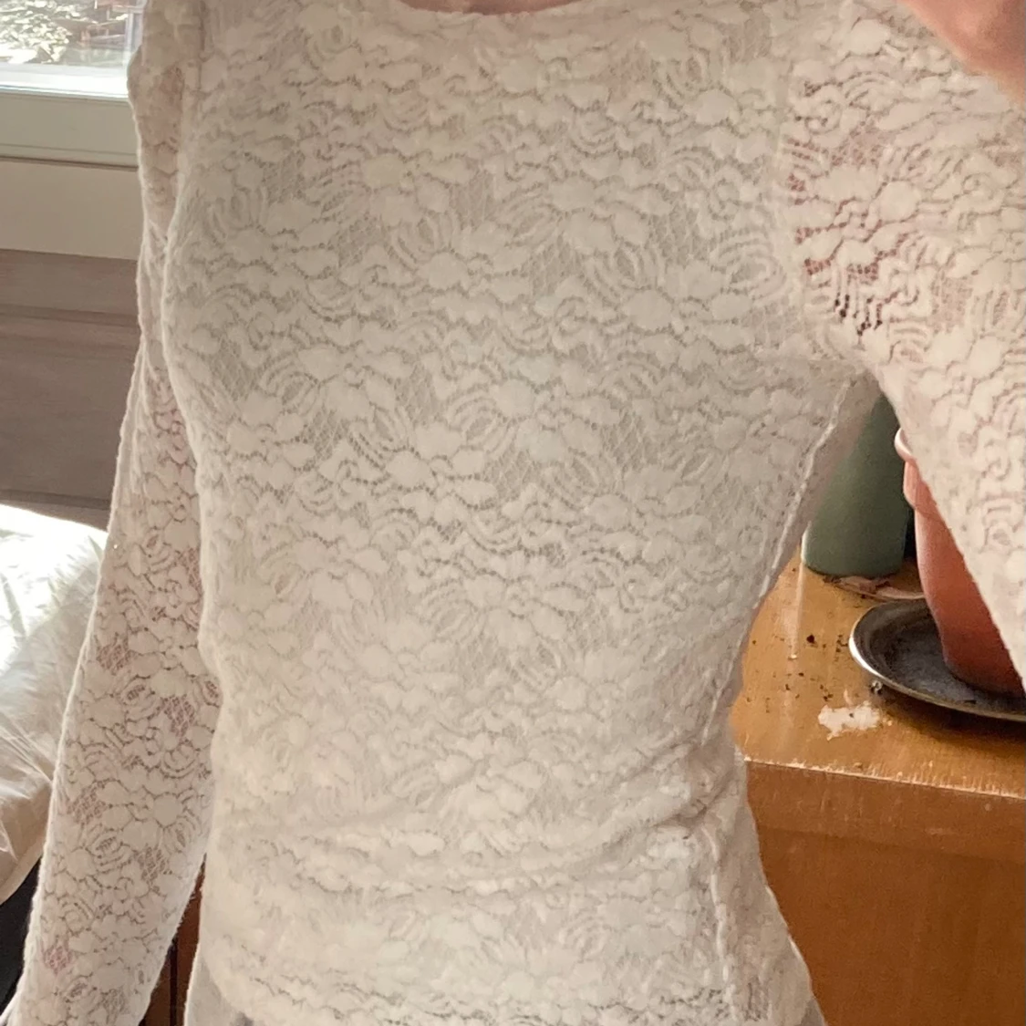 Vit fintröja spets - 90