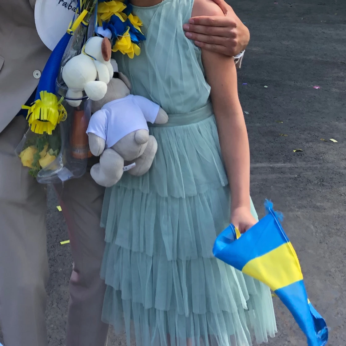 Mintgrön volang klänning