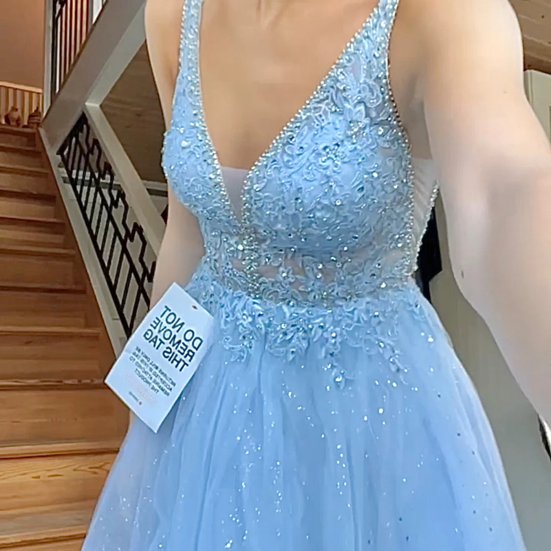 Ljusblå glittrig balklänning - 90
