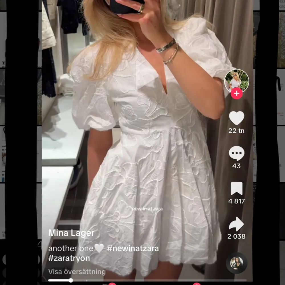 Jättefin vit klänning, aldrig använd bara testat men har tappat kvittot. Kan skicka egna bilder också🫶🏼 lite liten i storleken . Klänningar.