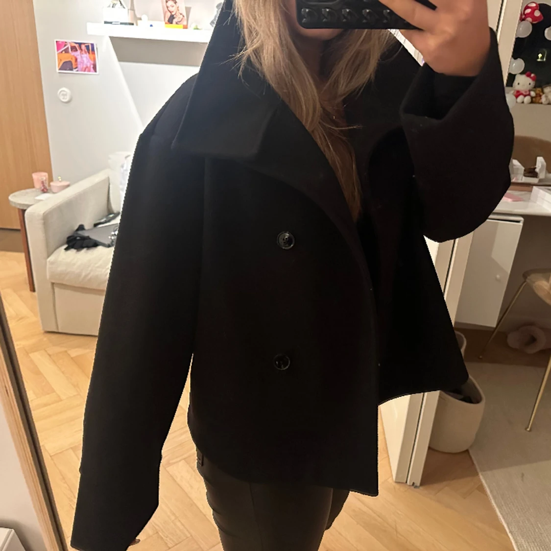 svart kort kappa - 90