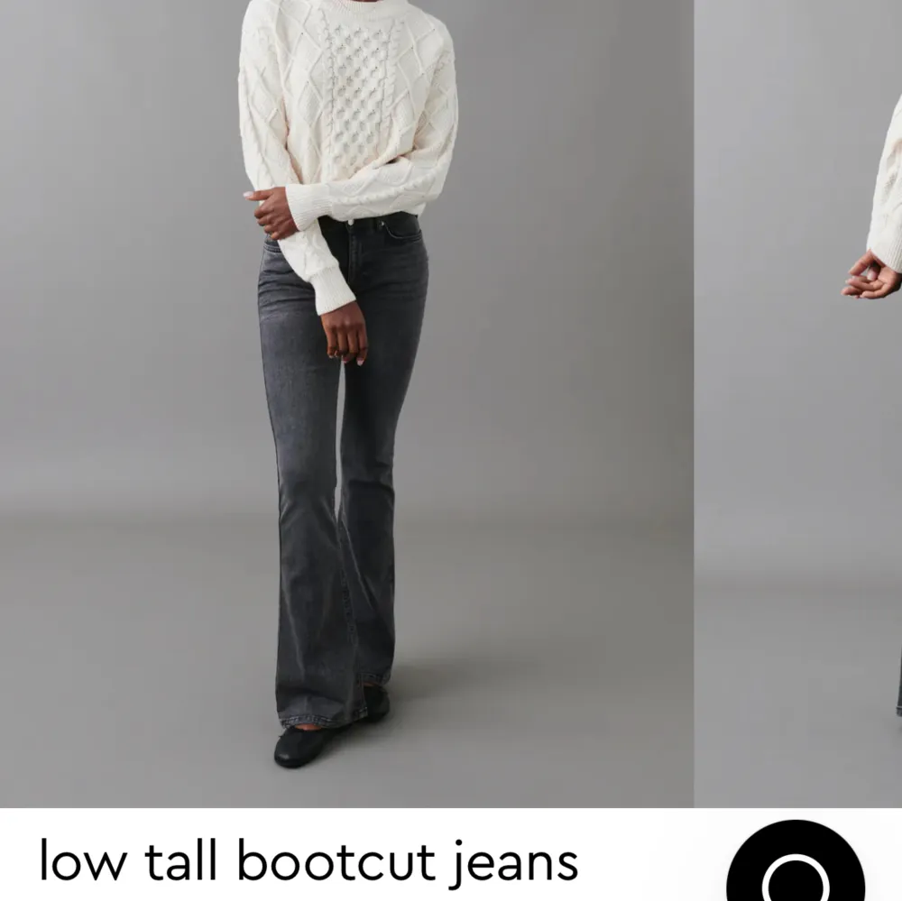 Säljer ett par helt nya utsvängda, gråa jeans ifrån Gina Tricot Deras ”low tall bootcut jeans” i mörk grått, storlek 34 Säljer pga för stora för mig🥰 Ordinarie pris 499.95 Kom privat för frågor eller funderingar! . Jeans & Byxor.