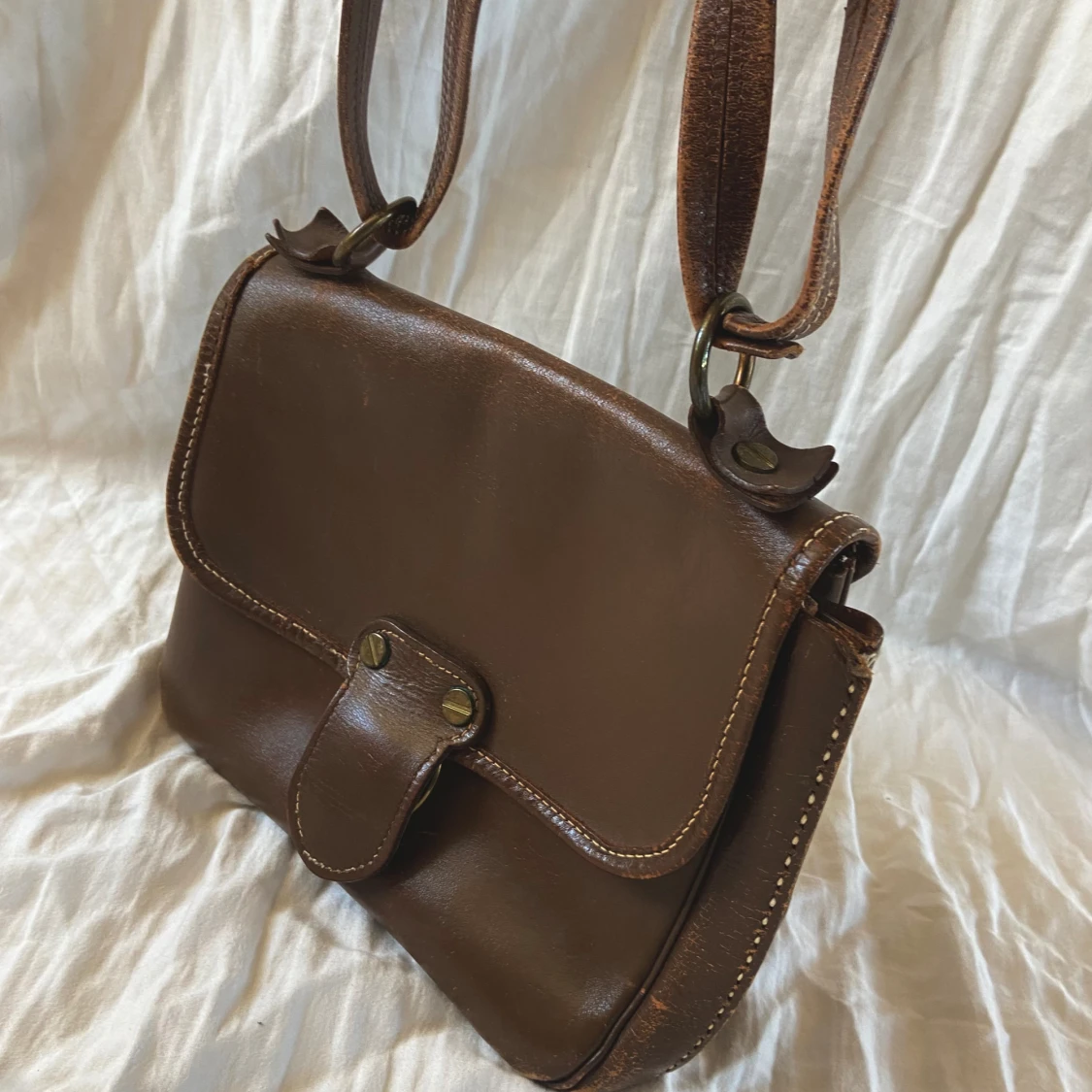 Vintage brun läderväska!  - 90