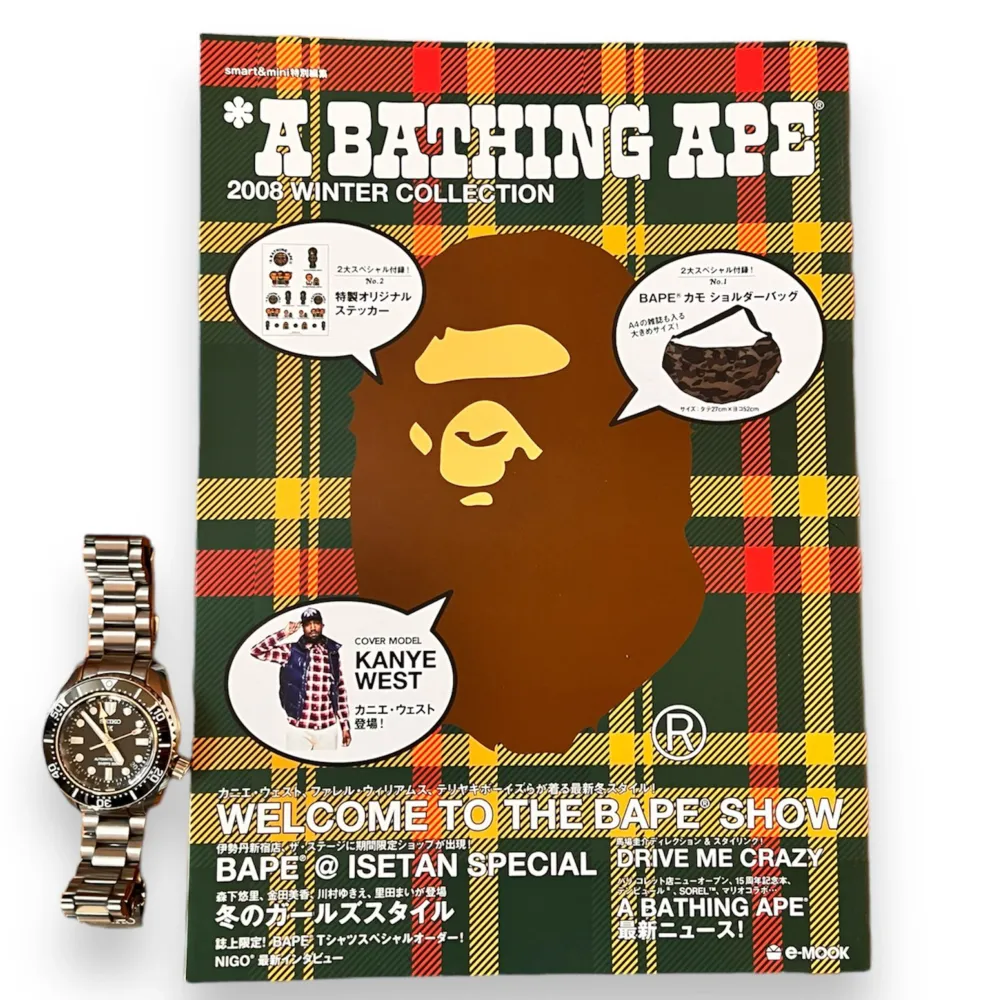 BAPE Magazine Book from 2008  72 pages of crazy lookbook collections showing products from the season, full sticker pack. Watchfor reference on how big the book is. Super cool accessory for anyone that loves Bape. These are a very interesting read!  . Accessoarer.