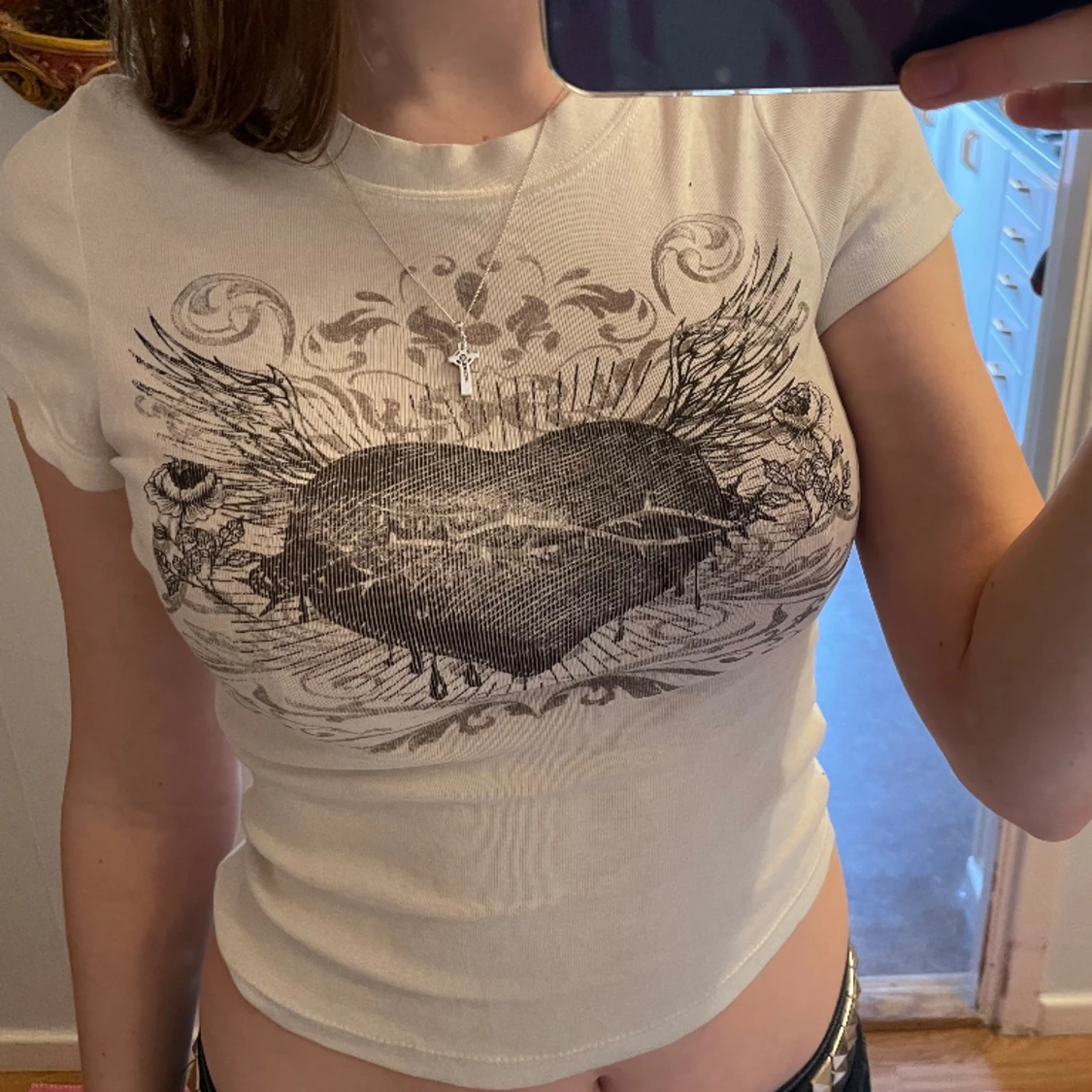 Tight t-shirt/topp med skitsnyggt tryck♨️