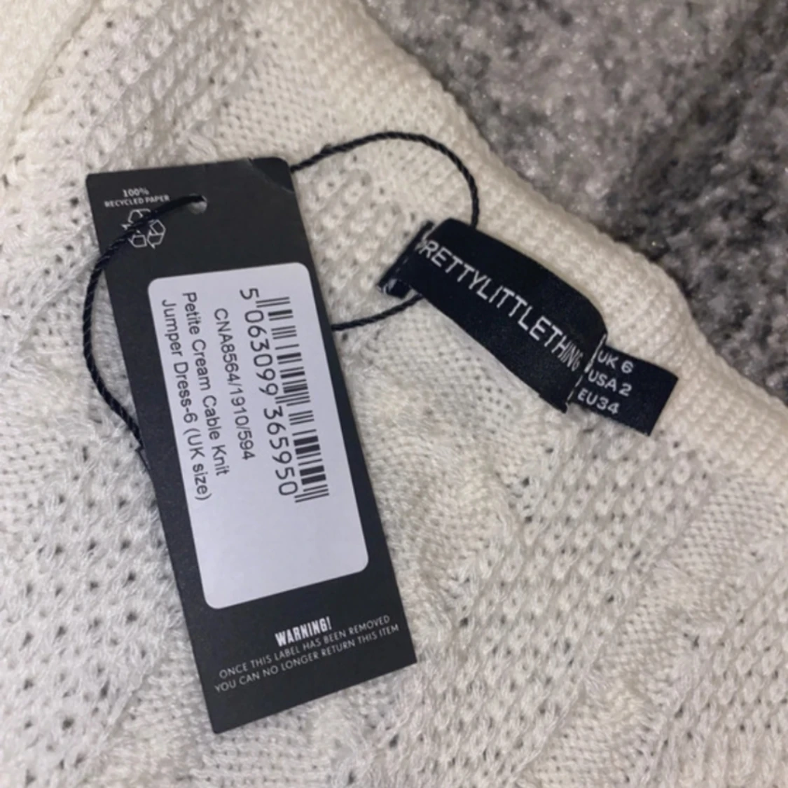 Petite cream cable knit jumper dress  - 90