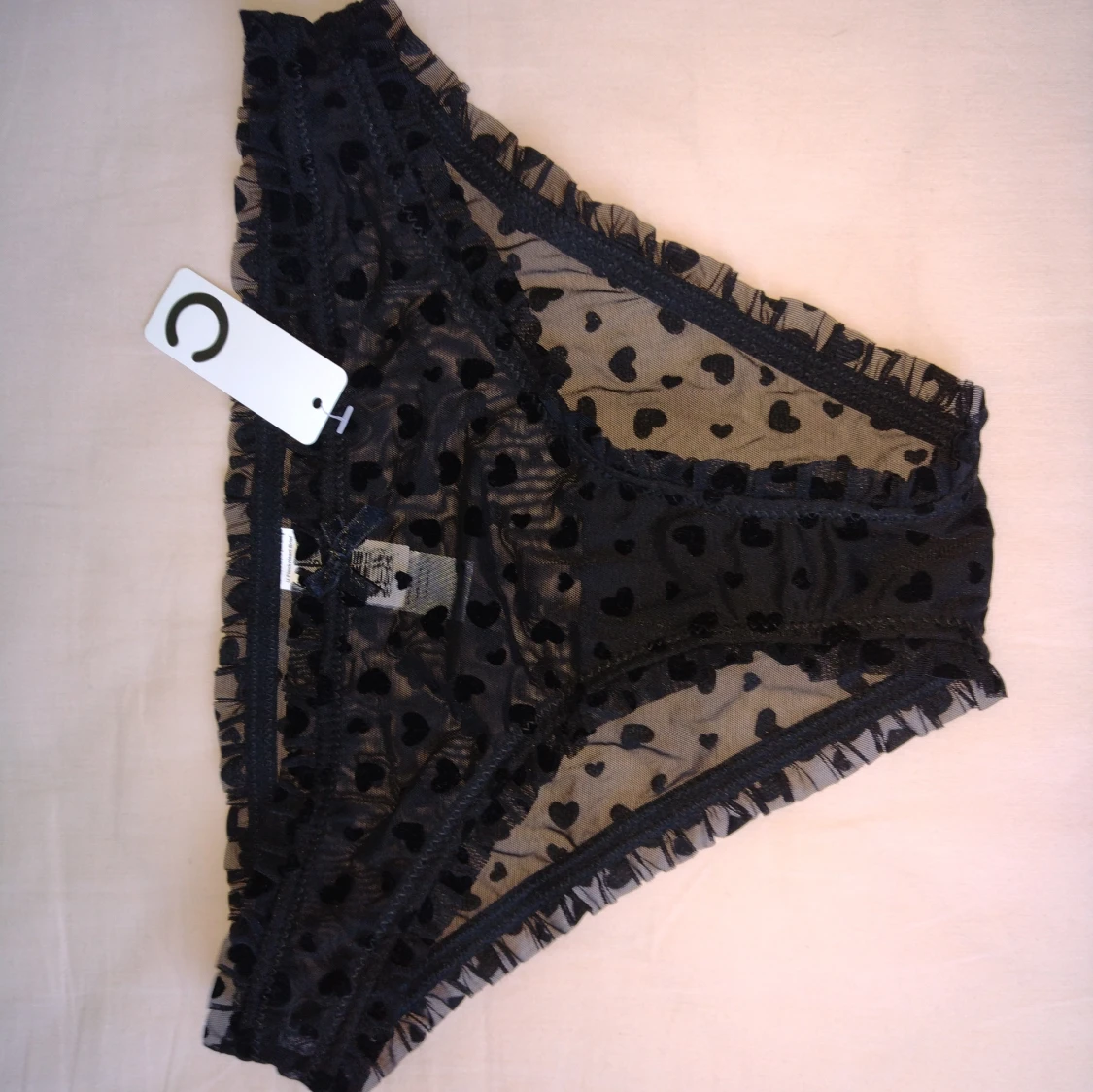 Svarta trosor med hjärtan - i mesh - storlek S 🖤 - 2