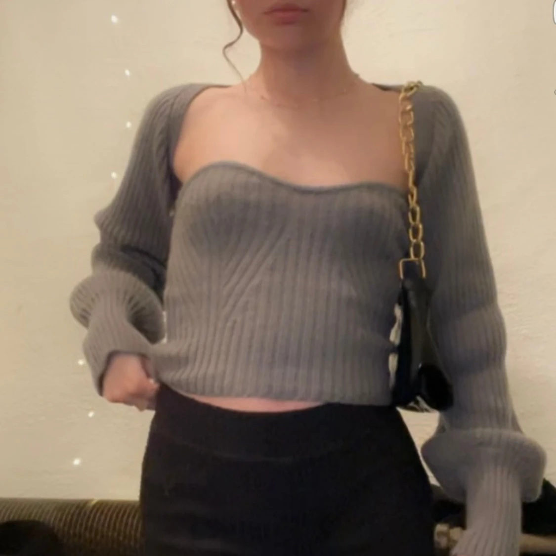 stickad grå top med bolero 🩶 - 90