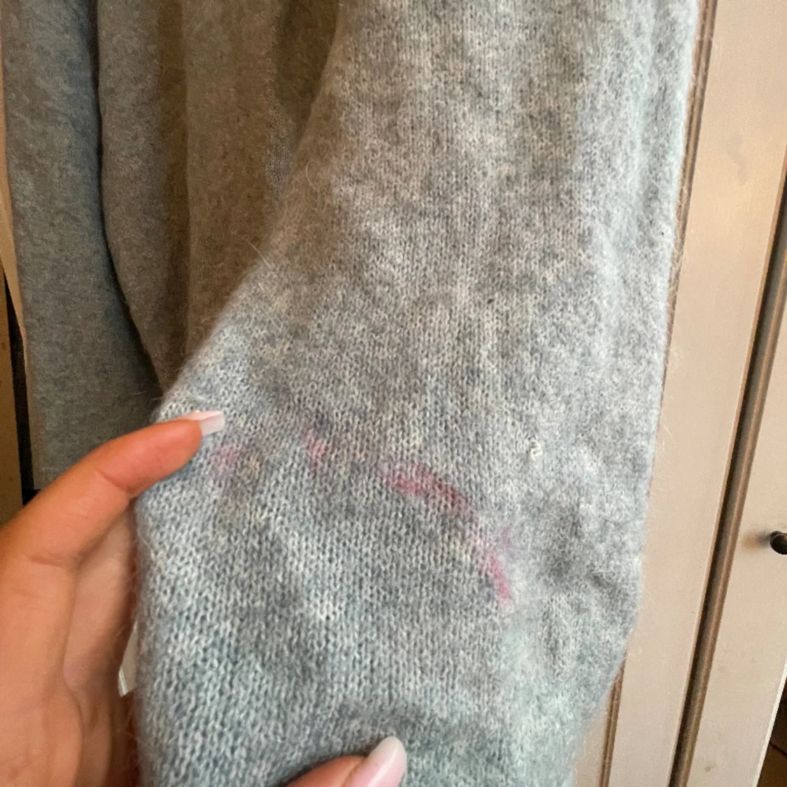 Blå stickad tröja i mohair  - 91