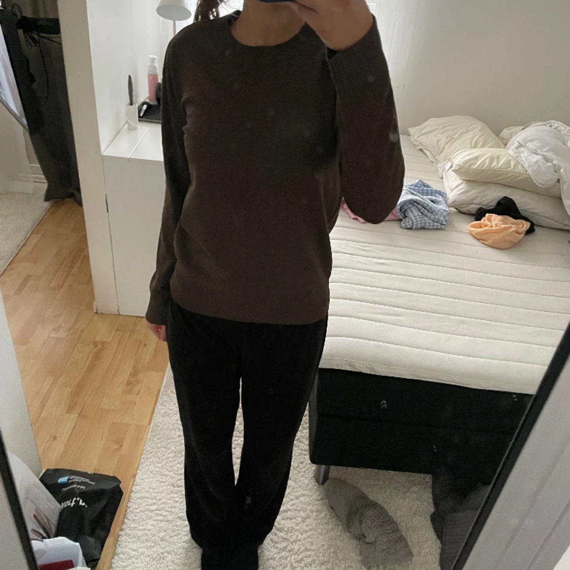 Jättefin brun stickad tröja - 90