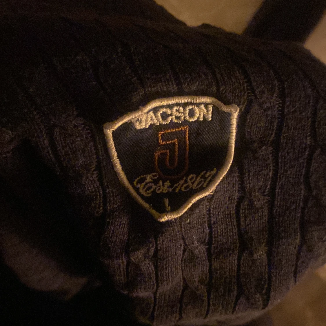 En vintage marinblå Stickad Ridtröja från JACSON  - 91